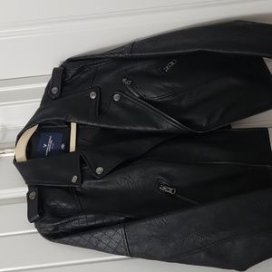 American Eagle Faux Leather Moto Jacket, size Large, Black, never worn